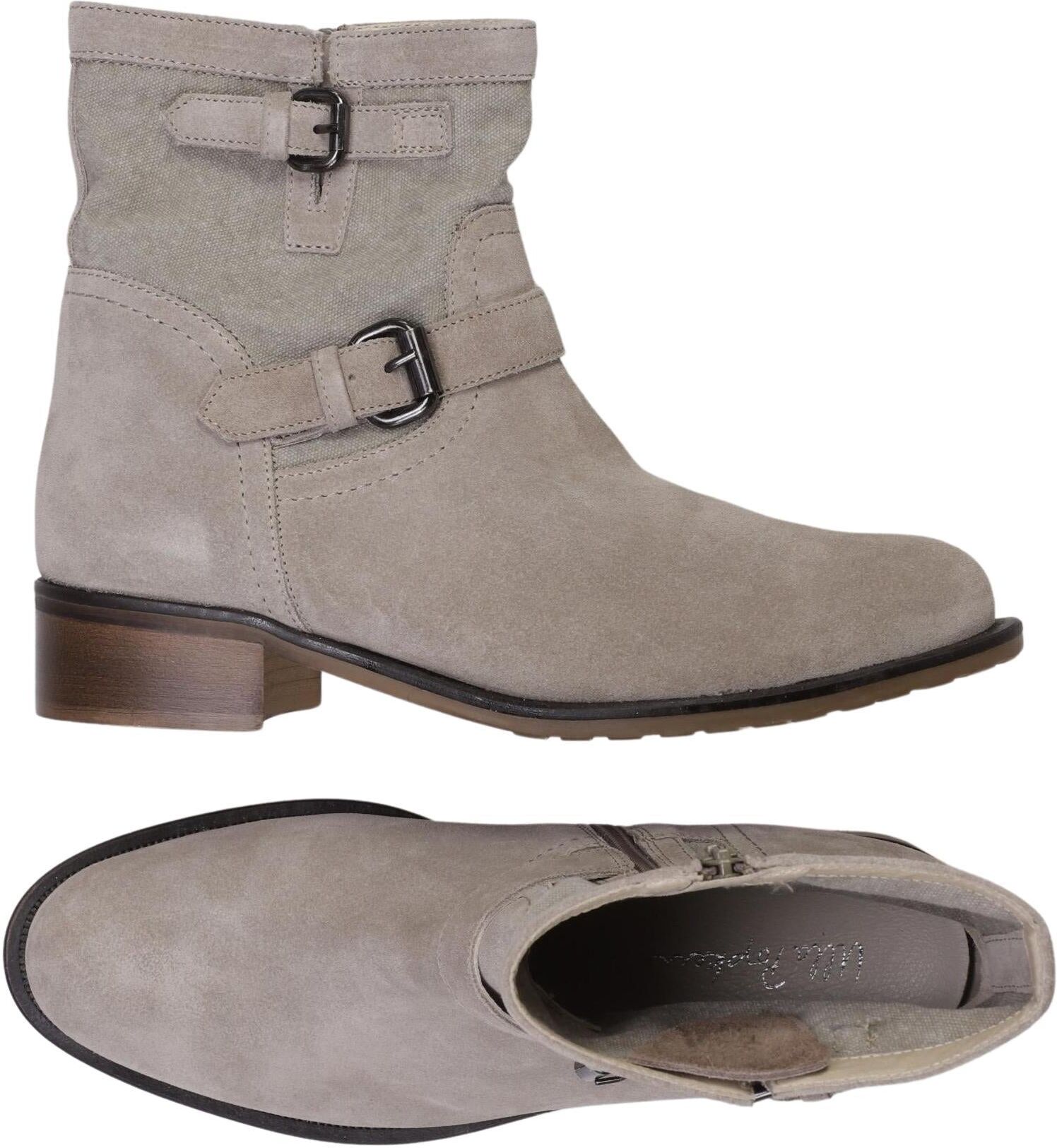 Ulla Popken Damen Stiefelette, Grau, Gr. EU 38, Leder - Second Hand