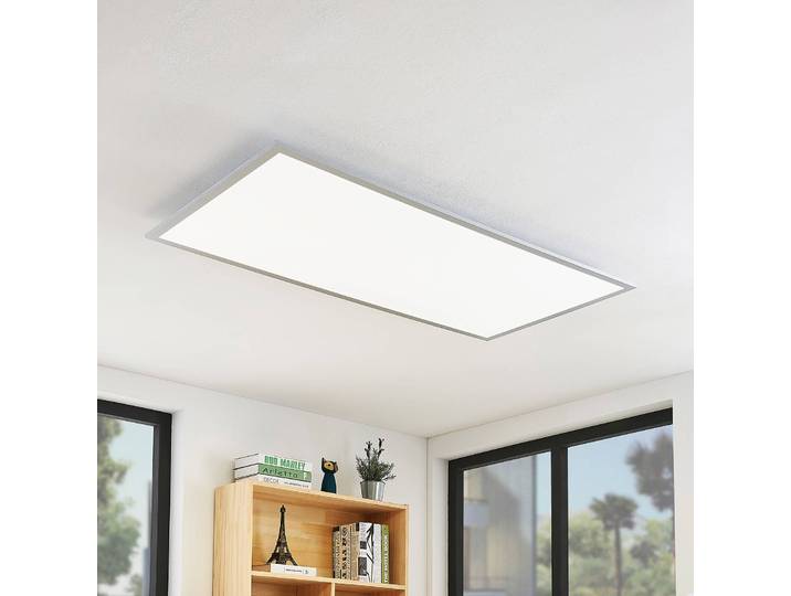 LED Panel Zento Lindby, alu / grau / zink, für Küche, Kunststoff, Modern, LED Panel