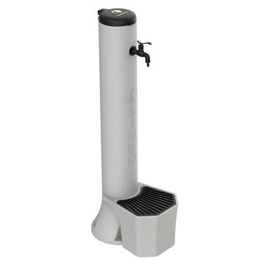 Sined Taupe Außenfontäne mit 5L Eimer, Aluminium-Laubgitter. Doppelter seitlicher und unterer Wasseranschluss. Set.