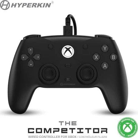 Hyperkin Competitor Wired Controller for Xbox Series|One/Win 11|10 (Black) Licensed by Xbox