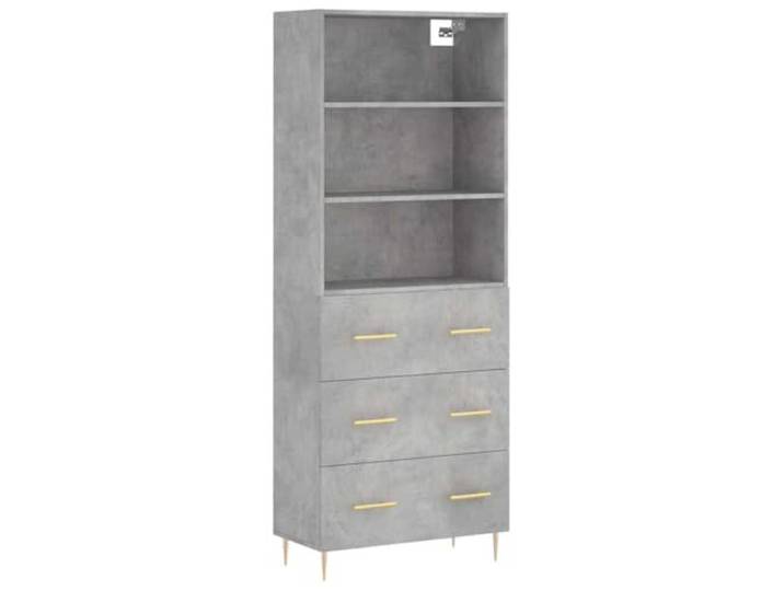 GHVBNMF Highboard Betongrau 69,5x34x180 cm Schrank Standregal Mehrzweck Highboard in Beton-Optik für Wohnzimmer und Flur mit reichlich Stauraum und stabilen Metallfüßen.
