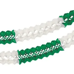 Papstar Großraumgirlande, Papier Ø 16 cm · 10 m grün/weiss schwer entflammbar