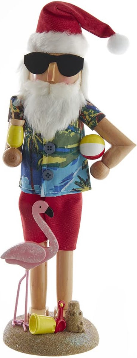 Kurt Adler Houten Strand Kerstman Notenkraker, Meerkleurig, 39,4 cm