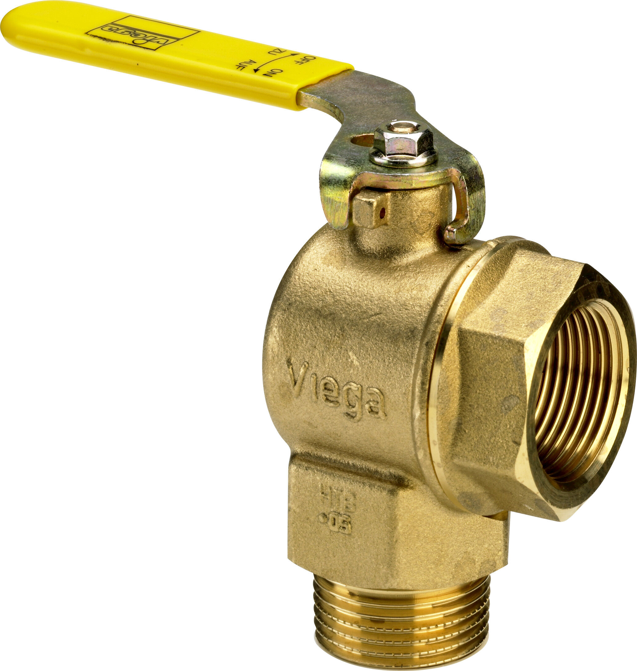 Vanne à bille pour compteur de gaz Viega 526832 R/Rp 1, laiton, angle, avec TAE