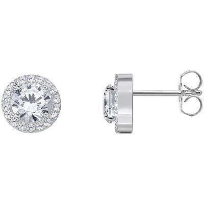 Paar Ohrstecker THOMAS SABO "Schmuck Silber 925 Ohrringe Halo", silber (silberfarben, kristallweiß, kristallweiß), Ohrringe, Damen, 9mm, Silber 925 (recycelt), mit Zirkonia (synth.)