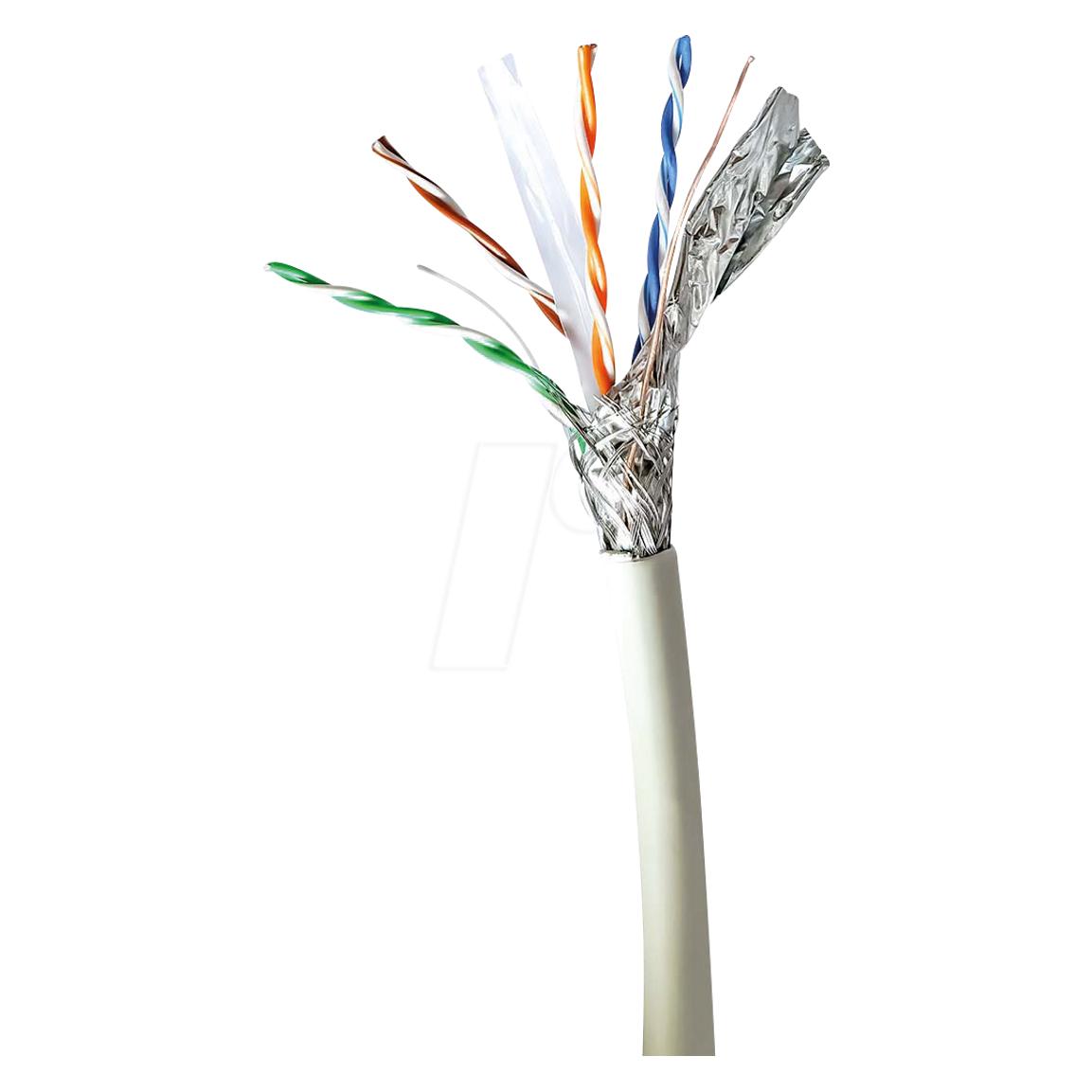 Nedis Netzwerk-Kabel Rollen | CAT6a | Solid | S/FTP | Kupfer | 305.0 m | Innenbereich | Rund | LSZH (S/FTP, CAT6a, 305 m) (CCBG8538GY305S)