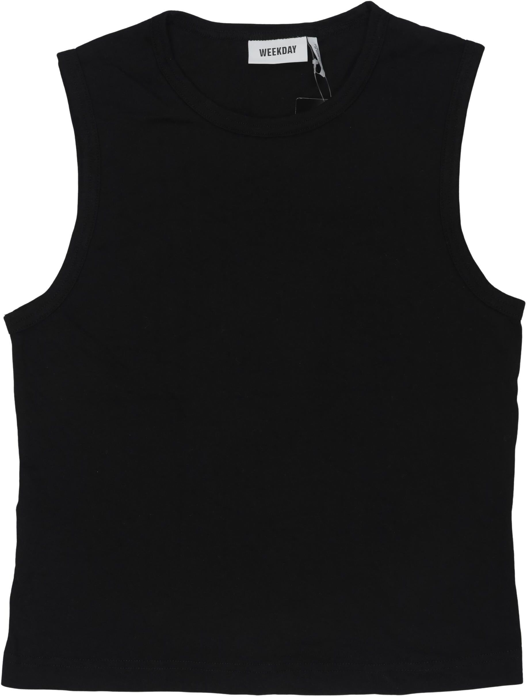 Weekday Damen Top, Schwarz, Gr. M, Baumwolle - Second Hand