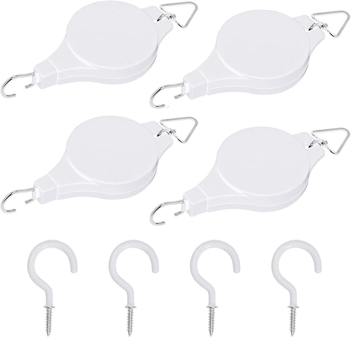 Set van 4 uitschuifbare ophanghaken voor plantenrollen en hangmanden, wit