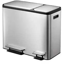 Mülltrennsystem EKO EcoCasa Step Bin Edelstahl 30 + 15 L rechteckiger Treteimer mit Fingerabdruck fester Beschichtung
