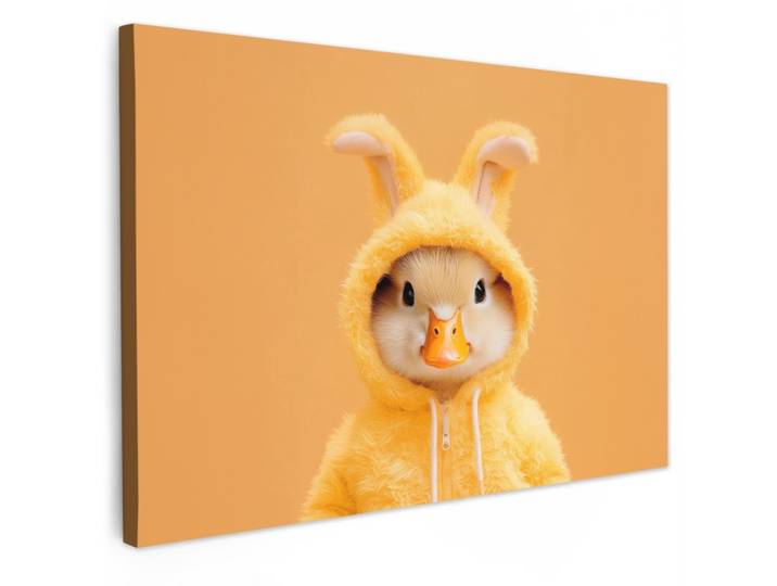 LEINWANDBILD Osterhase - Kostüm - Ente Gemälde 60x40 cm