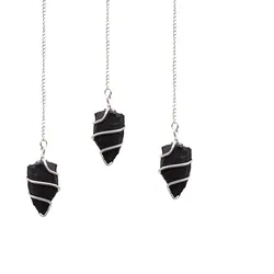Raw Gemstone Pendulum - Black Agate