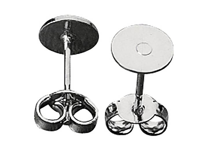 Rayher Edelstahl-Ohrstecker mit Platte 6 mm 4 Stück