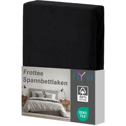 NYVI Spannbettlaken DreamScience Frottee - Warm und Kuschelig, hohe Feuchtigkeitsaufnahme, schnell trocknend - Frottier Spannbetttuch Bettlaken Farbe:schwarz;Größe:180x200 - 200x200 cm