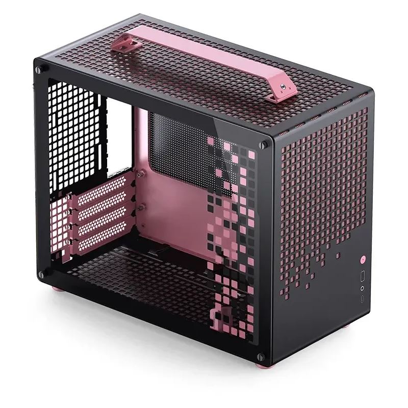 Jonsbo Z20 Micro-ATX Gehäuse, mit Tragegriff - schwarz/pink