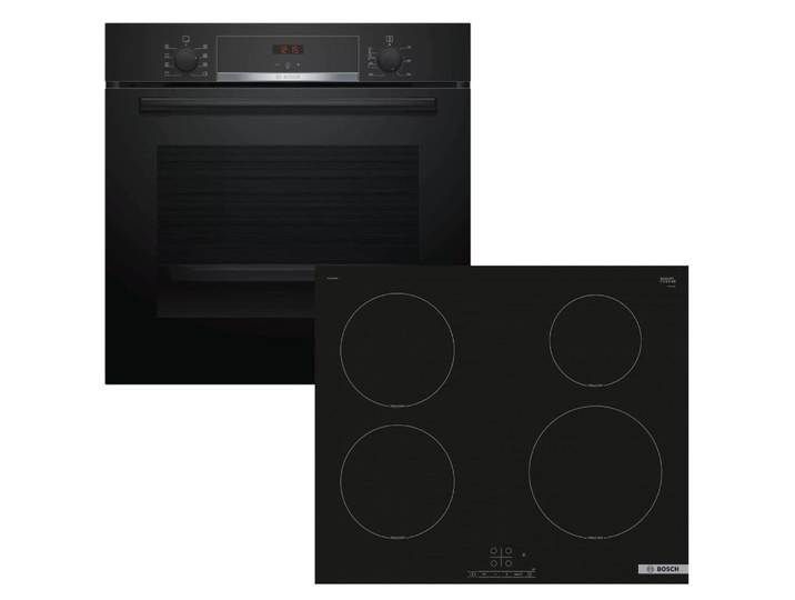 BOSCH Backofen-Set EcoClean Teleskopauszug EEK A + Induktionskochfeld Booster autark 60cm