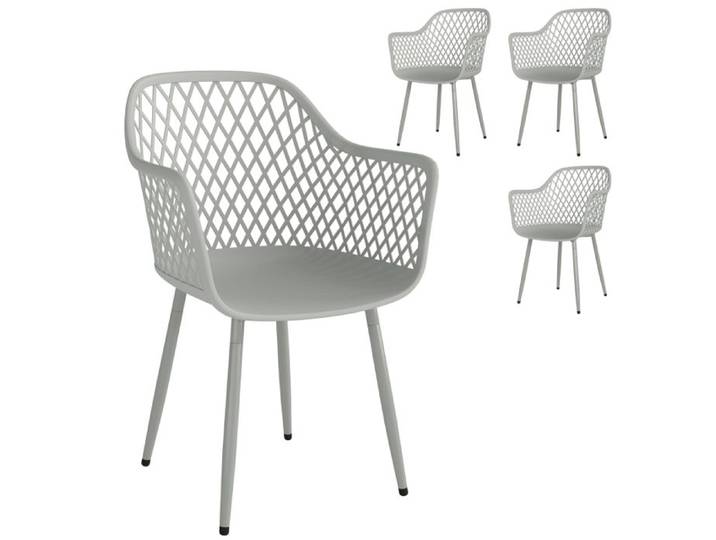 Chaises de jardin en plastique - Ensemble de 4 chaises - Résistantes aux UV - Accoudoirs et dossier