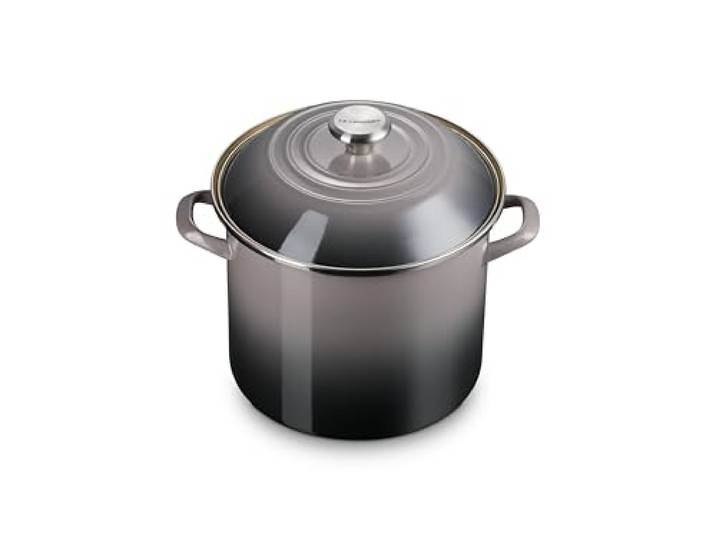 Le Creuset Traditioneller Suppentopf aus Emaille auf Stahl, 10 l, Auster mit Edelstahlknauf