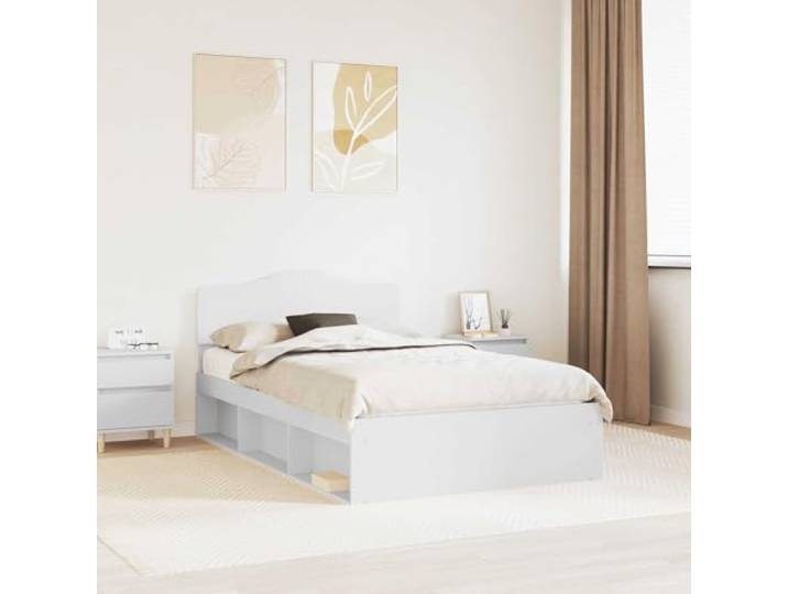 Massives Kiefernholz Modernes Design Bettgestell Weiß 120x190 cm Bettgestell mit Kopfteil Weiß 120x190 cm Massives Kiefernholz Stabil Modernes Design Schlafzimmer Lattenrost