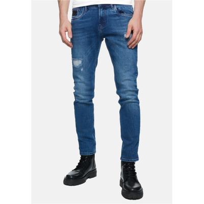 Straight-Jeans RUSTY NEAL "TORI", Herren, Gr. 29, US-Größen, blau, 98% Baumwolle, 2% Elasthan, unifarben, lang, Jeans Straight-Jeans, mit dezenter Waschung