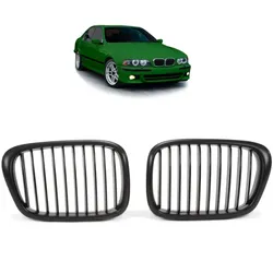 Sportgrill Kühlergrill Single passend für BMW 5er E39 95-03 schwarz/Matt