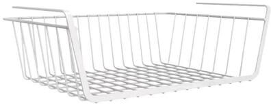 Uplifted Finds Under Cabinet Hanging Wire Storage Basket Premium Iron Space Saving Mesh Organizer 1 Pc White