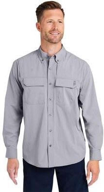 HUK H150184 Athletic Men's Creekbed Pocket Fishing Shirt in Night Owl size Small   90% nylon, 10% spandex