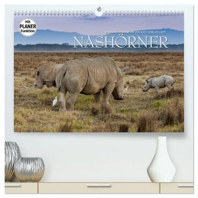 Emotionale Momente: Nashörner (hochwertiger Premium Wandkalender 2027 DIN A2 quer), Kunstdruck in Hochglanz