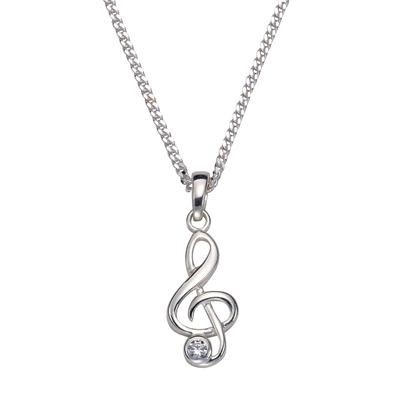 Kette mit Anhänger FIRETTI "Schmuck Geschenk Silber 925 Halsschmuck Halskette Panzerkette Noten", silber (silberfarben), Halsketten, Damen, Silber 925 (Sterlingsilber), L: 45, mit Zirkonia (synth.)