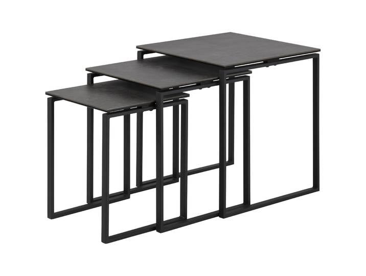 Beistelltisch 3er-Set Katrine schwarz Glas B 50 H 55 cm - Beistelltisch 3er-Set