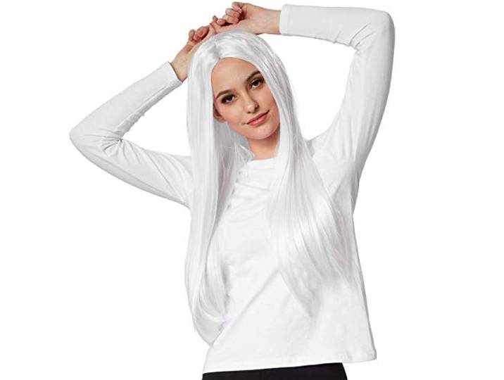 Dressforfun Pruik lang haar glad - Wit