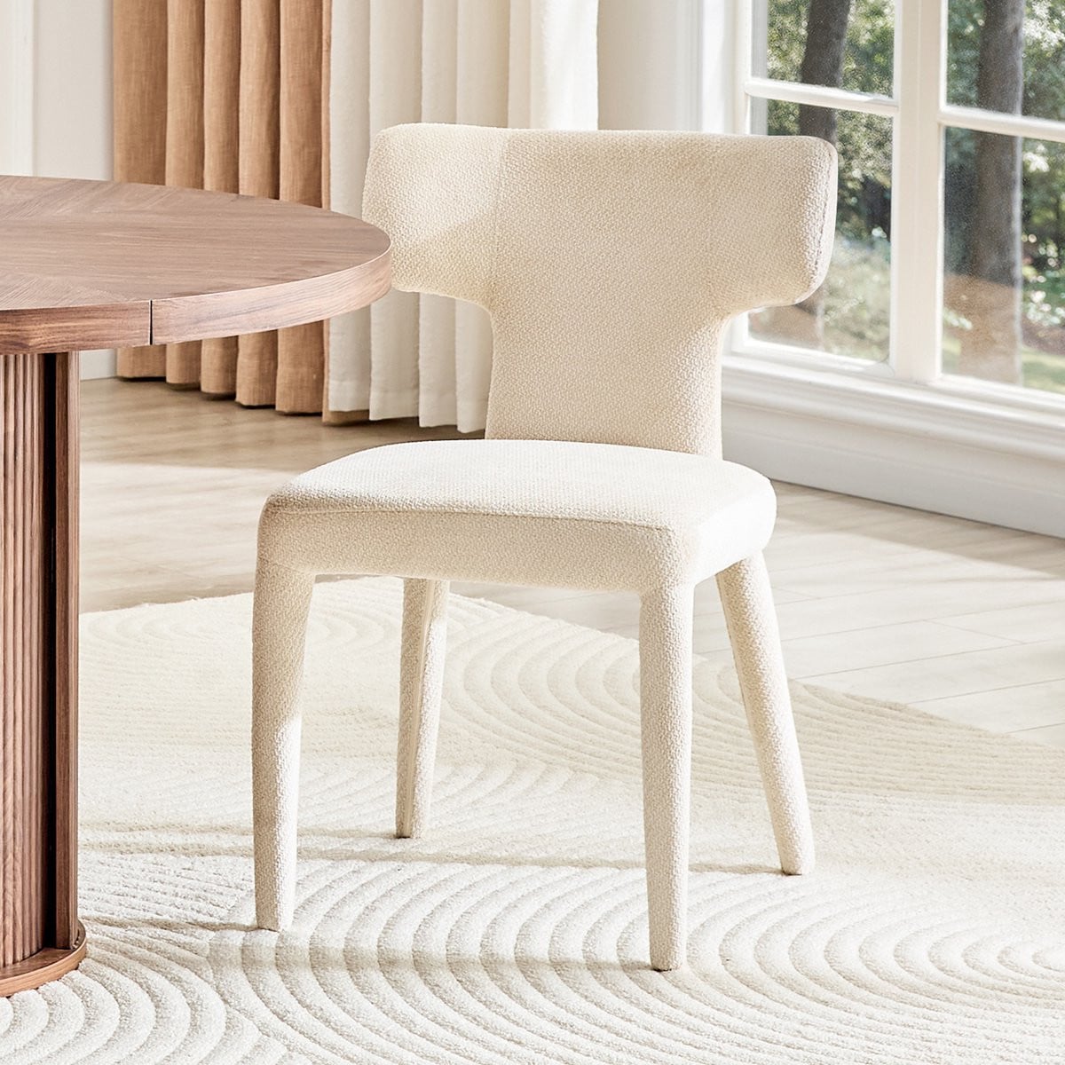 HAUSS SPOLE Eetkamerstoel Set van 2 Moderne Stoelen met V-vormige Rugleuning en Gepolsterde Stoffen Zitting - Wit