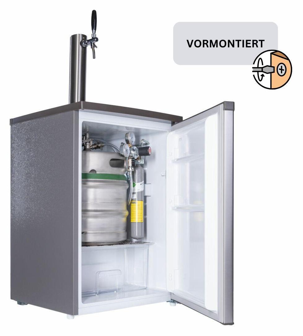 Bierbar / Zapfanlage für max. 30l Fass Silber/Grau Flachkeg(A) 500 g CO2 komplett montiert