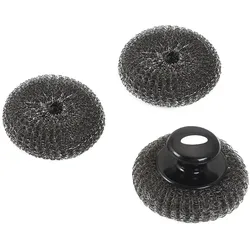CHEFGASTRO BBQ Grillbürste Stahlwolle | mit 2 Ersatzpads | Ø11cm | Stahldraht