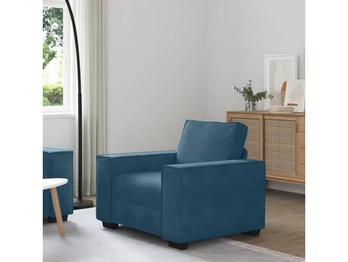 HEFZGDB Sessel Blau 60 cm Samt Sofa Bequem Wohnzimmer Sitzmöbel mit Breiten Armlehnen und Robustem Holz Metall Gestell für Entspannung Lesen Fernsehen