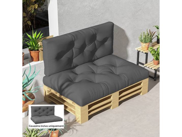 Outsunny Coussins Banc 2 Places Gris 120x80x12cm