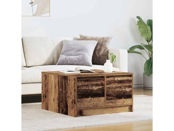 LPERTGFHU Couchtisch mit 4 Schubladen, Wohnzimmertisch in Altholz-Optik Robustes Holzwerkstoff-Design, Praktischer Stauraum, Kompakte Maße