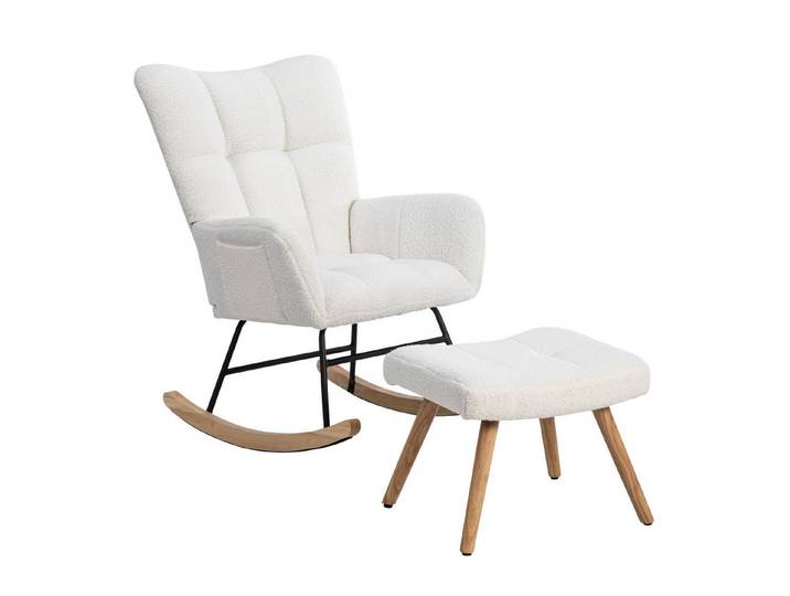 OKWISH Schaukelstuhl Belastbarkeit 250 lbs (Loungesessel, 2 St), mit stabiles Gummifußgestell Fußhocker (49*38*38 cm)