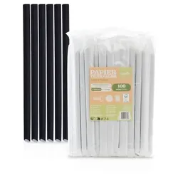 Bubble Tea Trinkhalme in schwarz aus Papier,  Ø 12 mm / 23 cm, einzeln verpackt, 1600 Stück - Mank