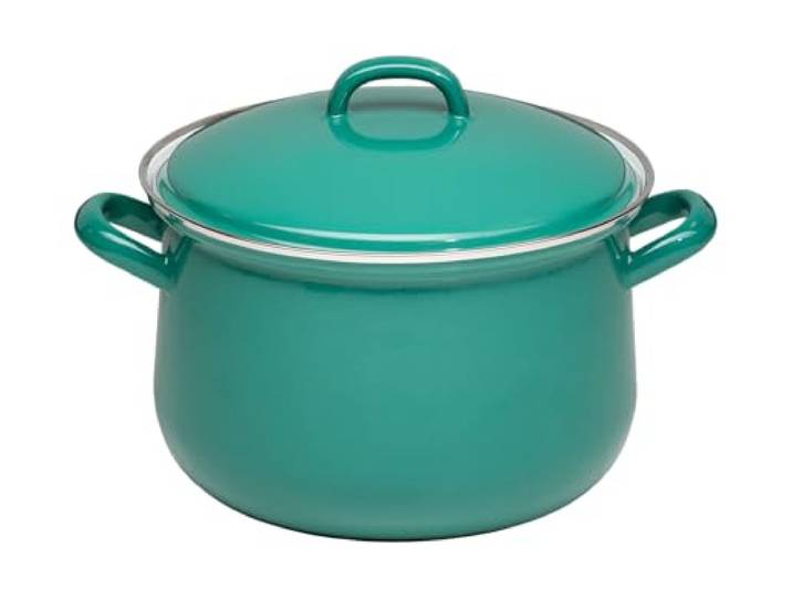 Riess, 0608-111, Topf mit Deckel Ø 20cm, NATURE GREEN, Emaille, Vol. (rec.): 3,5 Liter, Made in Österreich, LBH: 27,2x21,7x18,4cm, 1,676kg, Induktionskocher kompatibel, Gasherd geeignet, Ofenfest