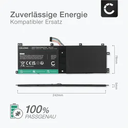 Cellonic Akku für Lenovo Miix 520-12IKB, 510-12ISK, 510-12IKB (4850 mAh), Notebook Akku, Schwarz