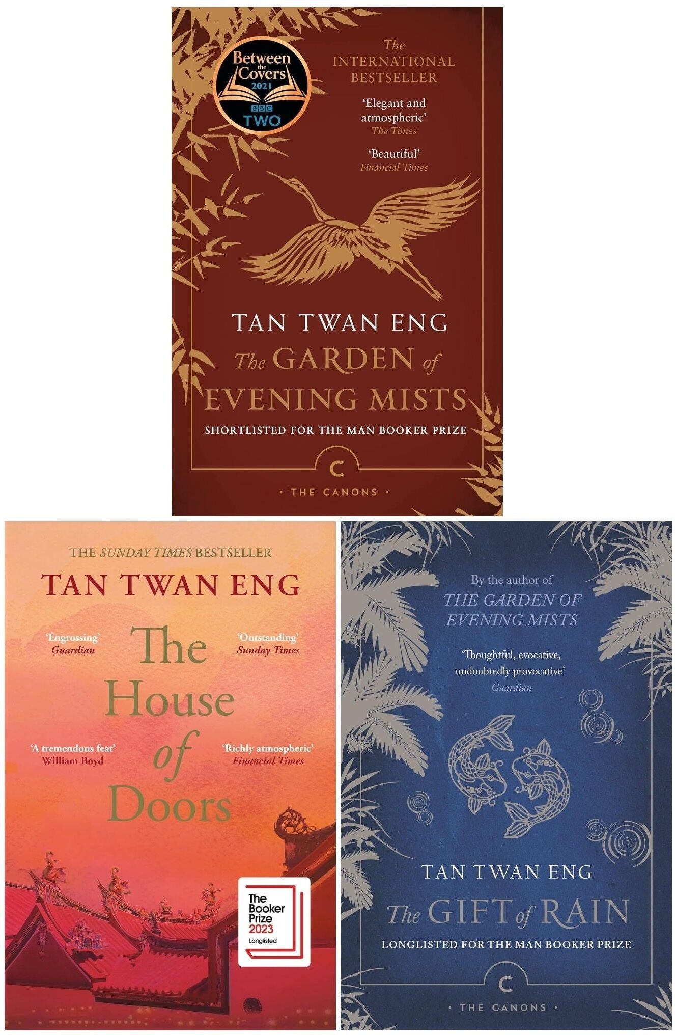 Canongate Books Tan Twan Eng Collection 3 Books Set (The Gift of Rain, The Garden of Evening Mists & The House of Doors)