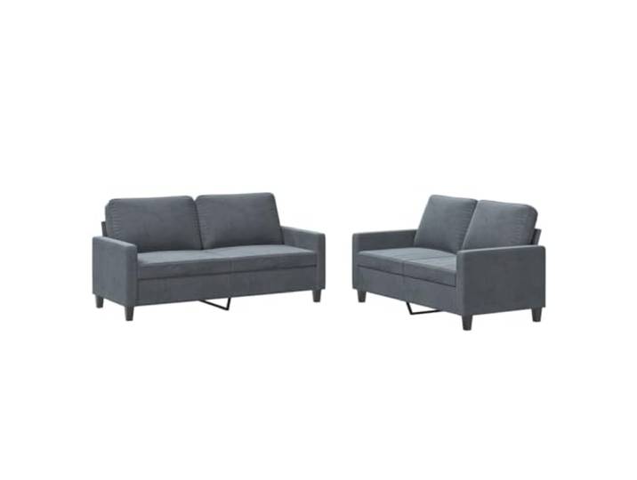 GHVBNMF 2-TLG Sofagarnitur mit Kissen Dunkelgrau Samt Couch Set 2-Sitzer Gemütliches Polstermöbel Set für Wohnzimmer und Lounge, inklusive weichen Kissen und stabilem Metallgestell.