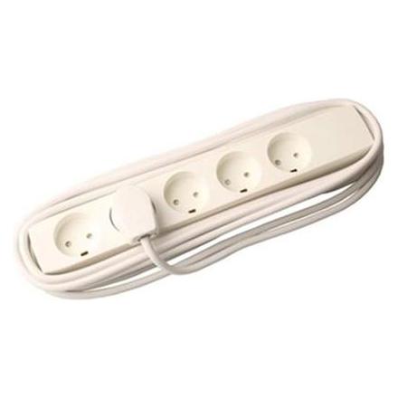 Csdk SL Steckdose mit 5 runden Ausgängen, mit Erdung. 5m Kabel, mit Stecker. Farbe weiss. 10A 250V (5x, CEE 7/3, 5 m) (5715059950835)