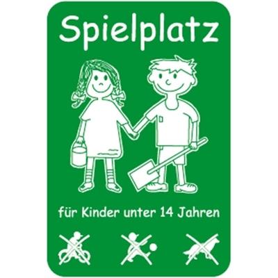 Schild Spielplatz für Kinder unter 14 Jahren, Alu, 400x600 mm
