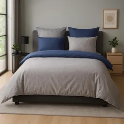 Traumschlaf Mako-Satin Wendebettwäsche Texture 160x210 cm + 65x100 cm | dunkelblau - blau