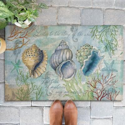 Laural Home Sketchbook Shells Outdoor Door Mat