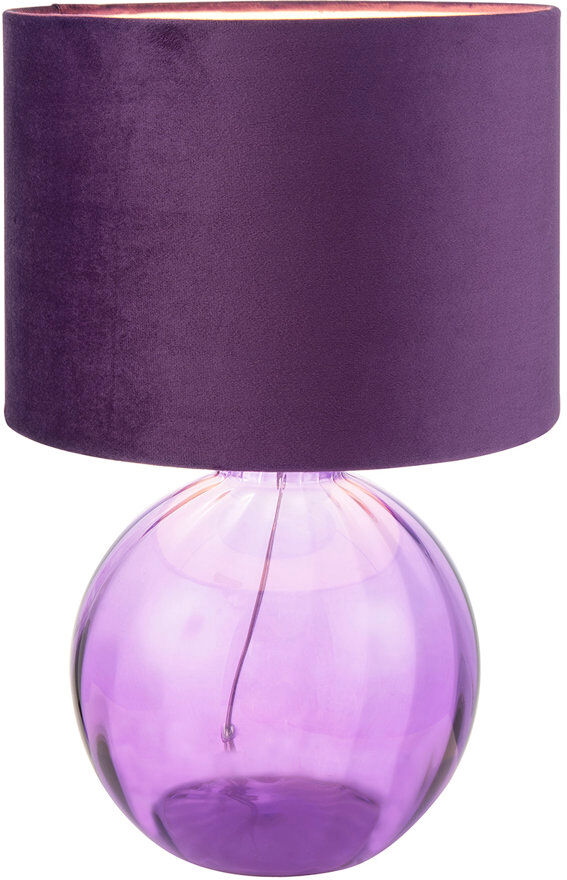 Breakwater Bay Mitzi Contemporary Ribbed Glass Table Lamp with Velvet Fabric Shade Purple 42cm H X 28cm W X 28cm D