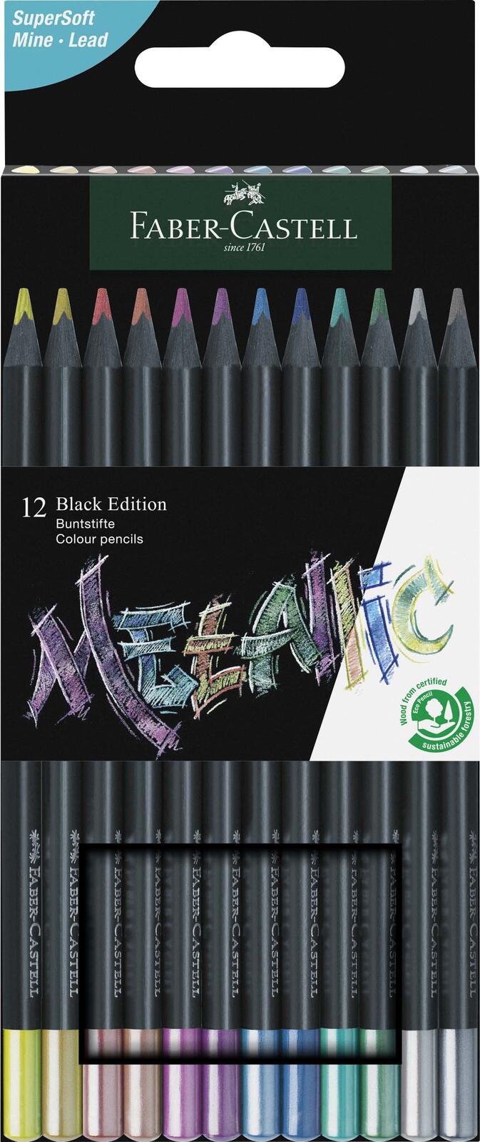 FABER-CASTELL Buntstifte Black Edition Metallic Mehrfarbig 116415