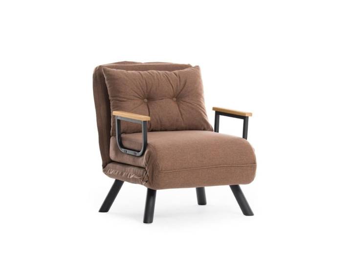 Fauteuil convertible en tissu l67 cm - marron