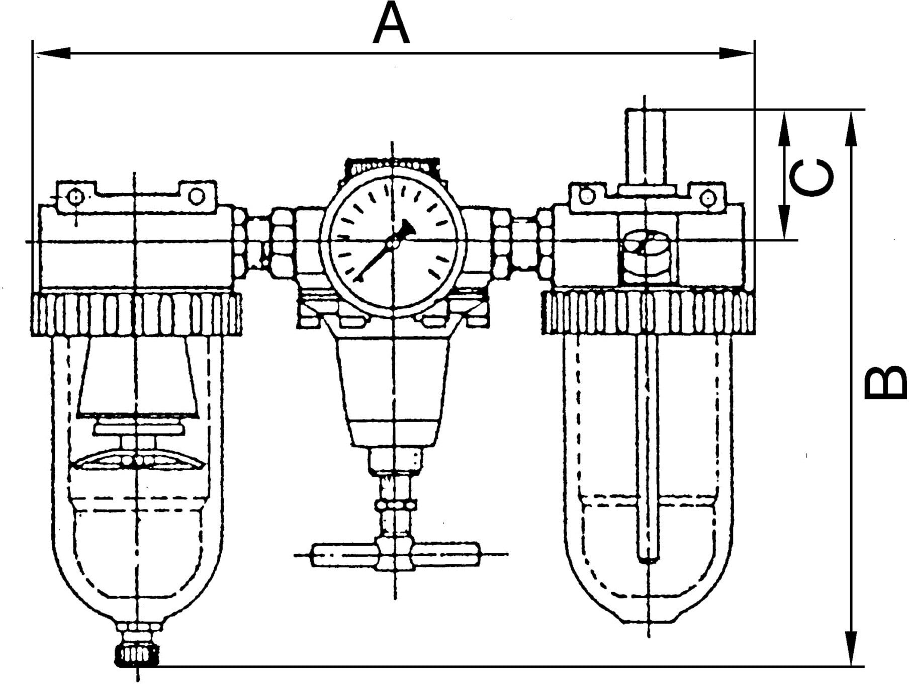 Riegler Wartungseinheit 3-tlg. »Standard«, mit PC-Behälter, BG 1, G 1/4 (845 B)